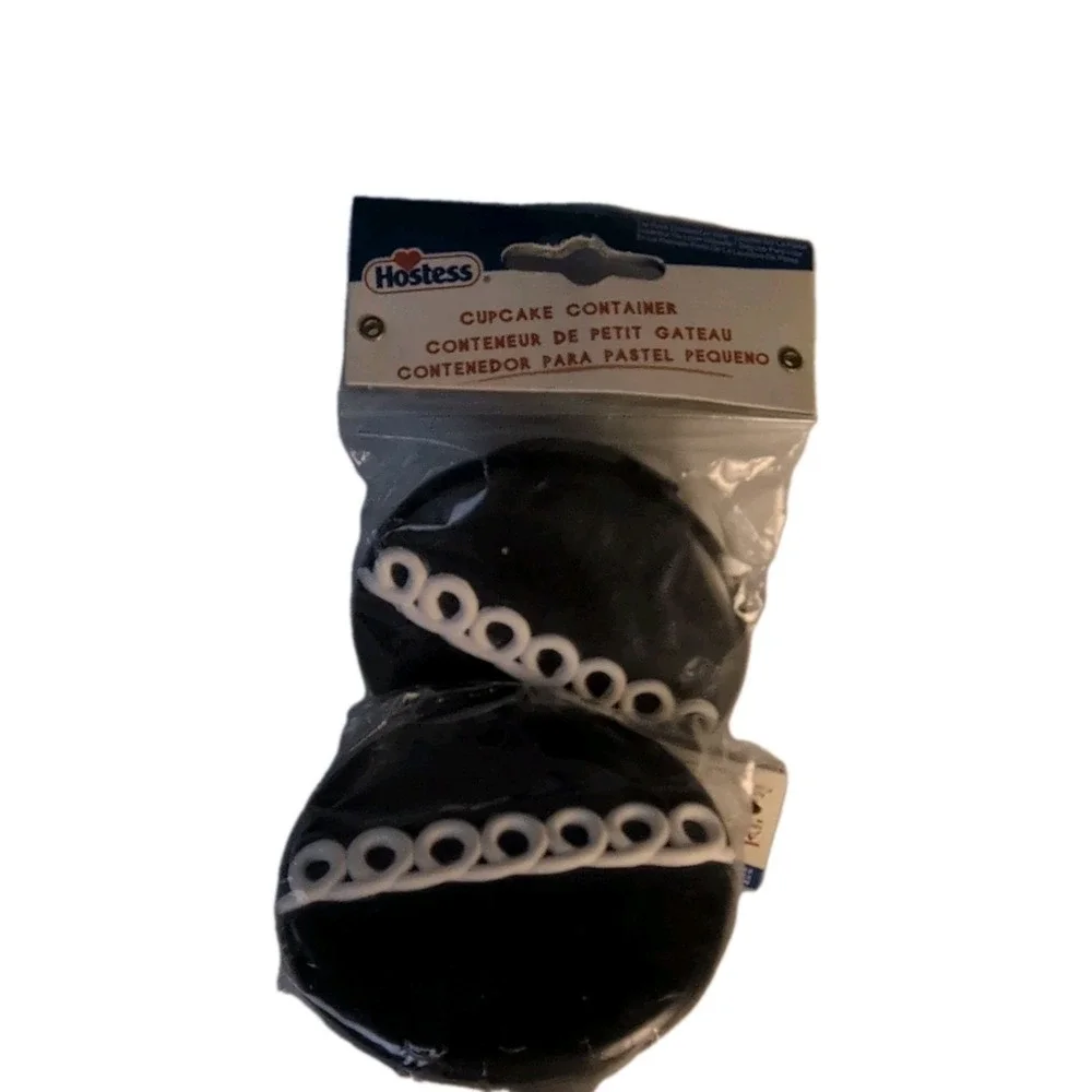 vintage Hostess Cupcake Container 2Pack Round Black & White Plastic Food Storage